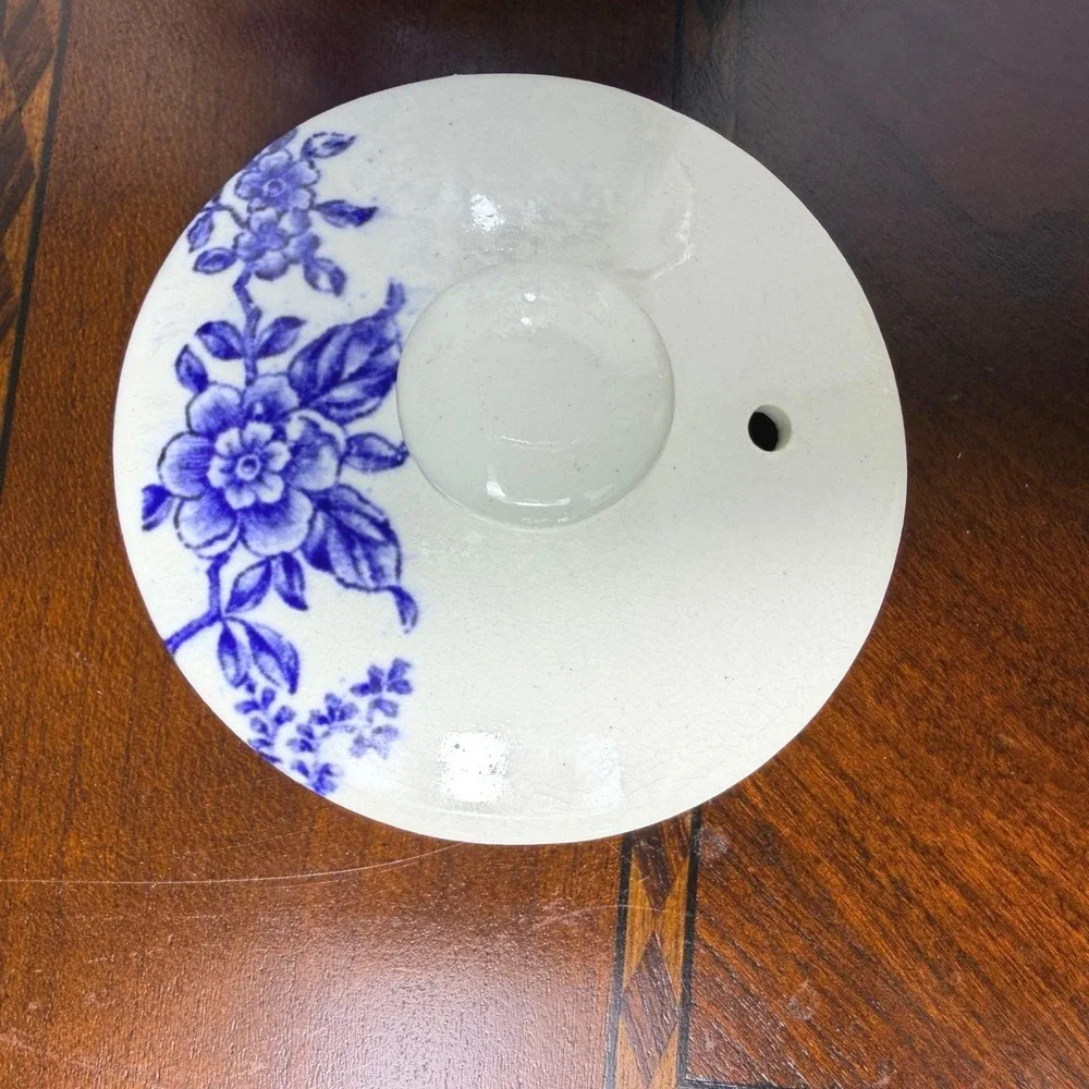 Vintage Blue White‎ Floral Ceramic Electric Teapot Cottagecore Farmhouse MCM